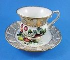 Unusual Shaped Fruit & Gold Royal Stafford Tea Cup and Saucer Set