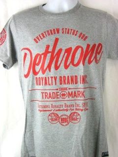 Dethrone Royalty Brand Overthrow Status Quo Grey T shirt New