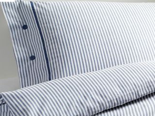 IKEA Blue Classic Ticking Stripe Cottage Duvet Quilt Cover 3pc KING 