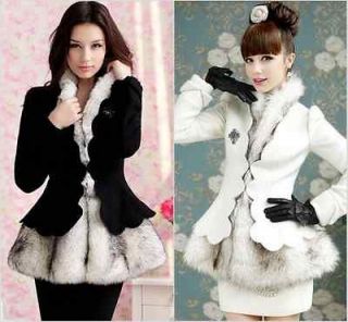 White Petals with Fluffy Skirt Edge Thick Wool Coat Detachable Fur 