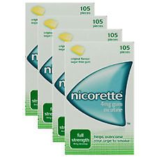 Nicorette 4mg Gum 105 Quadruple Pack Original or Freshmint