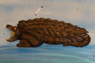 Chainsaw Carving Alligator Snapping Turtle Carved Cabin Decor Wall Art 