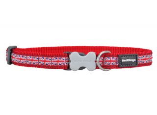red dingo union jack dog collar available in small medium