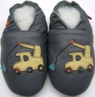 soft sole leather baby shoes zoo slippers excavator grey size 2 3y