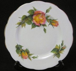 Vintage Roslyn China 8 Salad Plate #6 Peace Rose Wheatcroft Series 