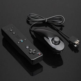 black remote and nunchuck controller set for nintendo wii game+