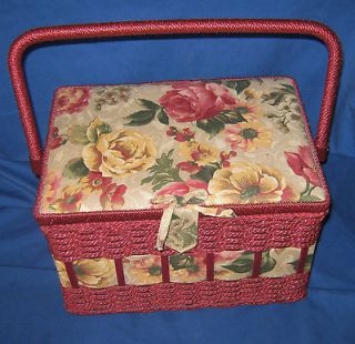 vintage cloth and wicker like sewing basket 