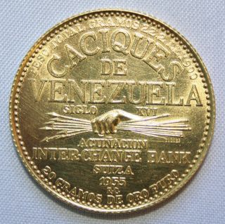 1955 VENEZUELA PARMACAY UNCIRCULATED GOLD COIN AGW 20 GRAMS PURE