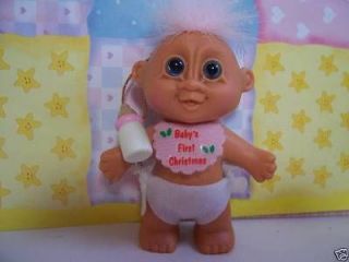 BABY GIRL FIRST CHRISTMAS   3 Russ Troll Doll   NEW IN ORIGINAL 