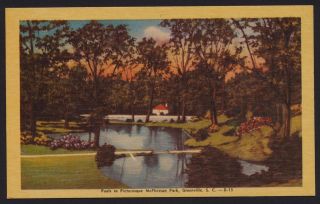 McPherson Park Greenville South Carolina SC linen postcard