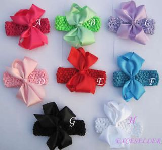 16 lots hair accessory girl 8 Boutique 4.5~5 Hair Bow Clips 8 Crochet 