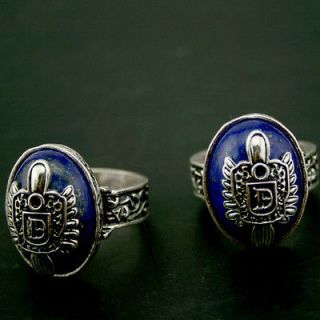 Vintage Vampire Diaries Damon Salvatore Sun Crest Lapis Lazuli Ring 