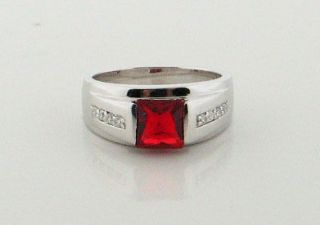 genuine solid sterling silver ruby mens band ring sz10 time