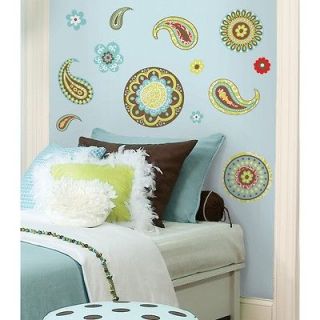 New Brown Green Red PAISLEY WALL DECALS Girls Room Stickers Bedroom 