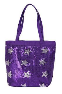 dance bag girls sequin star tote purple 