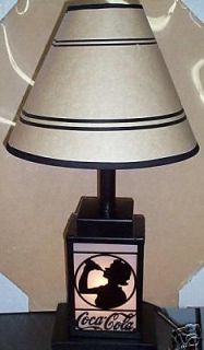coca cola sihlouette girl lamp w night light retired time