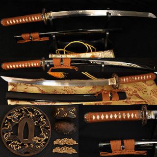   Clay Tempered Full Tang Blade JAPANESE Samurai Sword Wakizashi Sharp