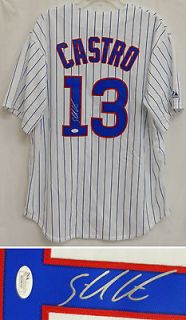   Signed Cubs Majestic White Pinstripe Replica Jersey   JSA Spence