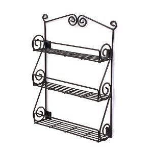 Newly listed SPICE RACK scroll THREE SHELF wrought iron look WALL 