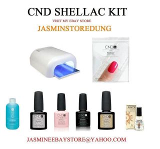 CND SHELLAC GEL 8 PIECE COMPLETE SOAK OFF STARTER KIT AND 1 UV 36W 