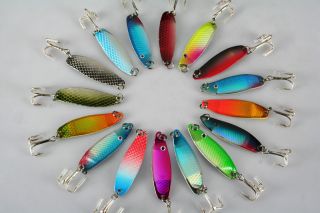 lot 16 fishing lures spoon hooks baits 6 5g from
