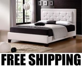 brand new modern queen size pu leather bed frame white