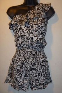   White Zebra Empire 1 Pc. ROMPER Mini Dress/ Shorty Shorts LARGE 02 A