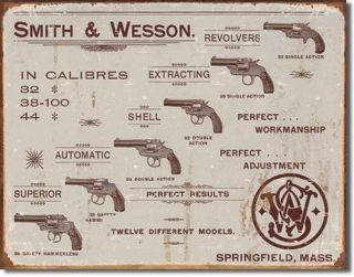 smith wesson revolvers metal tin sign vintage look time left