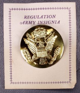 WWII Army Enlisted Visor Cap Badge   Original Insignia Card