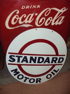 24 Heavy Standard Esso Motor Oil Gas 2 Sided Porcelain Sign