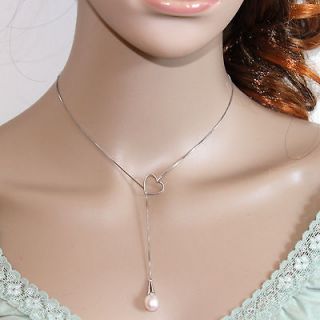 Genuine Freshwater Pearl Pendant Silver Necklace /Jewelry Box