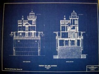 Lighthouse at Fourteen Foot Bank Delaware USA 1887 Plan 18 x 22 (237 