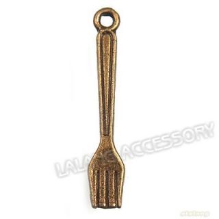   Wholesale Antique Bronze Charm Fork Pendants Fit Necklaces Bracelets