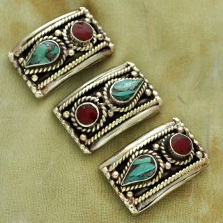   Artisan Handmade Turquoise Coral Bracelet Kit 3 Beads from Nepal
