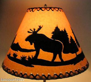 rustic 16 laced lamp shades with moose scene time left