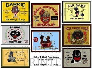 eight magnets black america vintage type soap labels time left