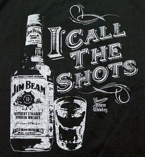 Mens New Whiskey Jim Beam I Call The Shots LOGO T Shirt Black LARGE