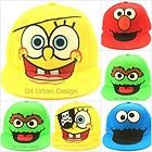 Kids Snap Back Cartoon Baseball Flat Cap Sponge Bob, Elmo, Oscar 