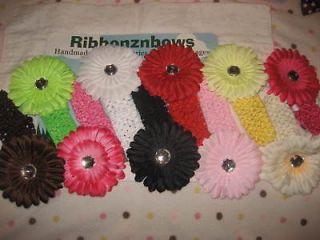 spring gerber daisy flowers crochet headbands 