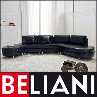 SECTIONAL LEATHER SETTEE COUCH LOUNGE 5 SEATER CORNER SOFA BLACK 