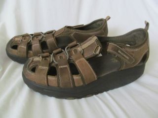 WOMENS SKECHERS LEATHER SANDALS~SHOES SHAPE UPS SIZE 11 BROWN USED 