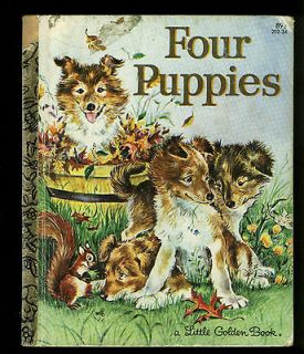Vintage 1982 Collie Sheltie Four Puppies Golden Book Ninth Printing 