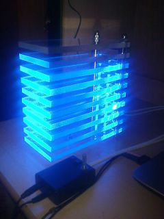blue led vu meter tower from slovakia 