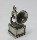 VINTAGE VICTROLA (RECORD PLAYER) CHARM/STERLING SILVER/4 D/BEAUTIFUL 