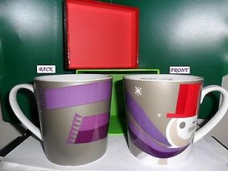 Starbucks 2011 Holiday Silver Mug. Snowman w/Purple Scarf & Red Hat 