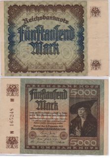 germany weimar 5000 mark 1922 p 81 imhof by durer