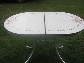 Small Vintage Retro Dining Table Formica Chrome w Leaf Rare Fish 