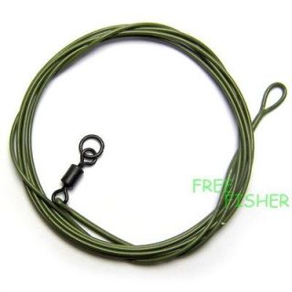 2PCS CARP WEED Braid Core Leader+Coating Weed with ring swivel 1M 25LB 