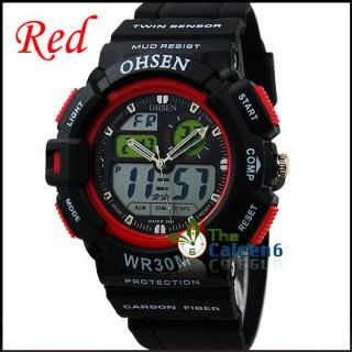 New Fashion OHSEN Men Quartz Multi Function Date Sprot Wrist Watch 