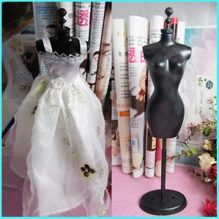new barbie doll model dress clothing stand gown display holder black 
